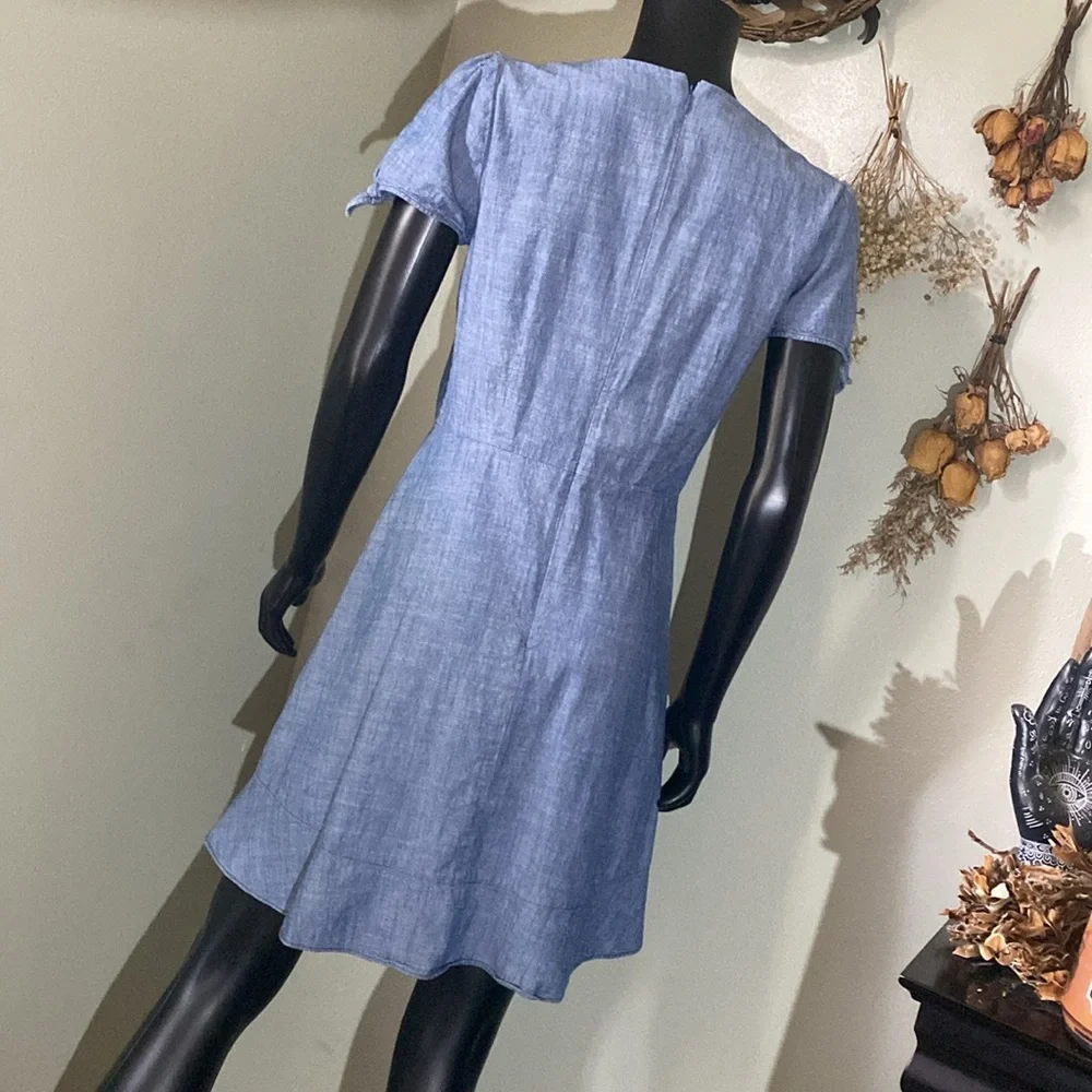 J. Crew Blue Flutter Sleeve V-Neck Sundress